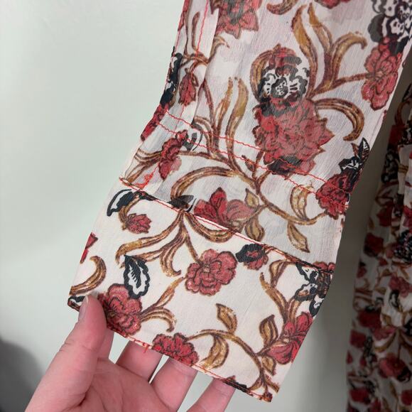 Free People Lightweight Sheer Lined See It Through Floral Long Sleeve Maxi Dress - Picture 7 of 16